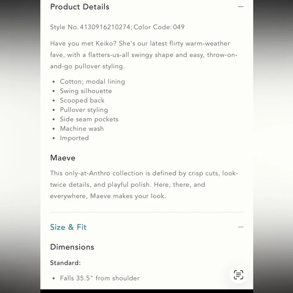 The Keiko Mini Dress by Maeve - Size S - Picture 4 of 8